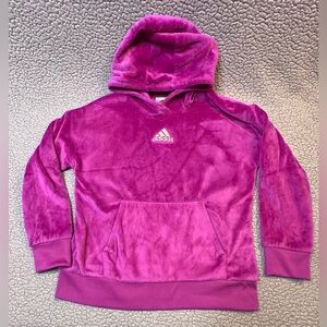 Adidas Velour Pullover Hoodie Girls Size Large Purple Long Sleeve